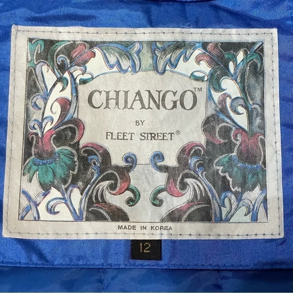 Vintage Electric Blue Oversized‎ Lined Trench Coat Chiango by Fleet Street sz 12